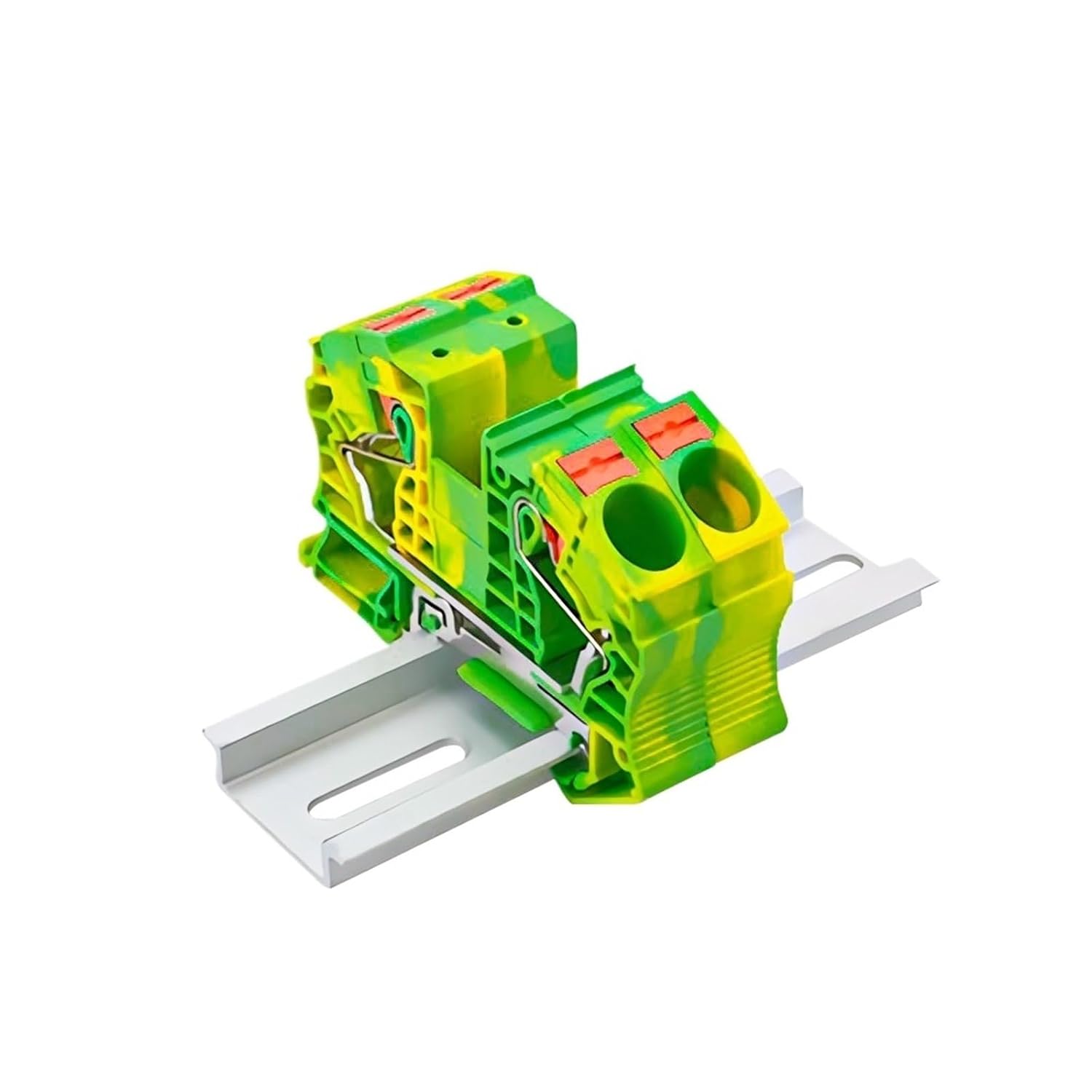 1 Pc PT-16-PE Din Rail Terminal Block Push in Spring Screwless Feed Through Grounding Terminak Block Wire Connector PT16-PE
