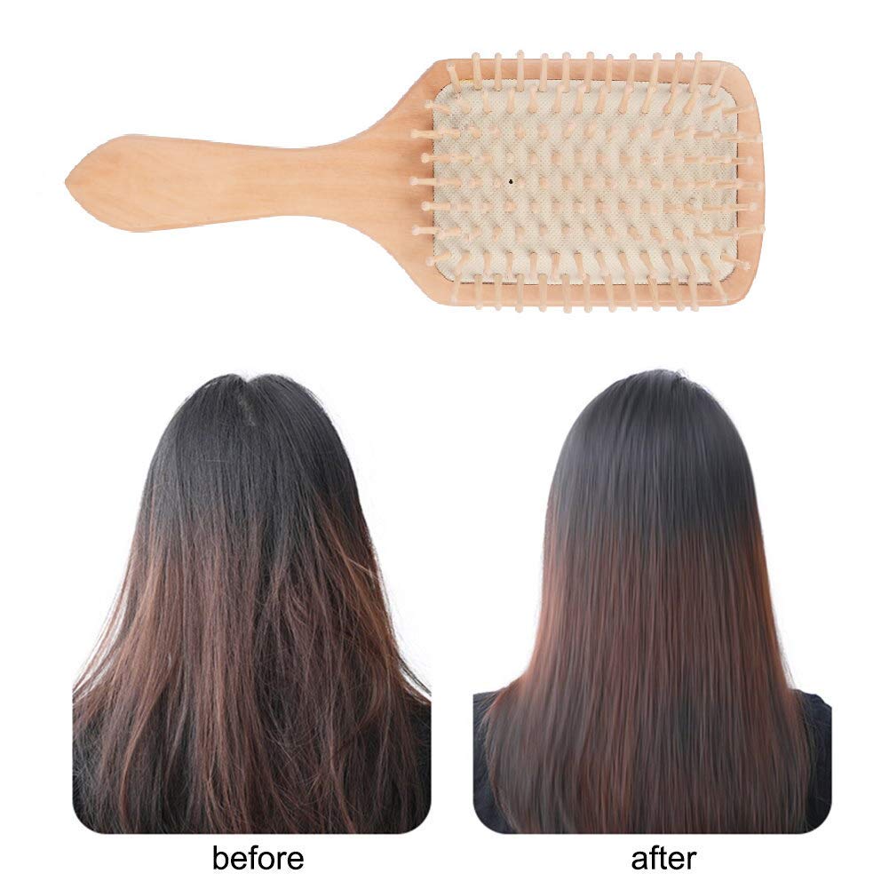 ayushicreationa Wooden Hair Comb Healthy Paddle Cushion Hair Loss Massage Brush Beige_Color (Pack of 1) 4