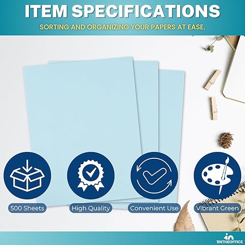 Miniatura 7 de 1InTheOffice Papel de copia azul de 8.5 x 11, papel de copia de color, tamaño carta, densidad de 20 libras, (500 hojas)