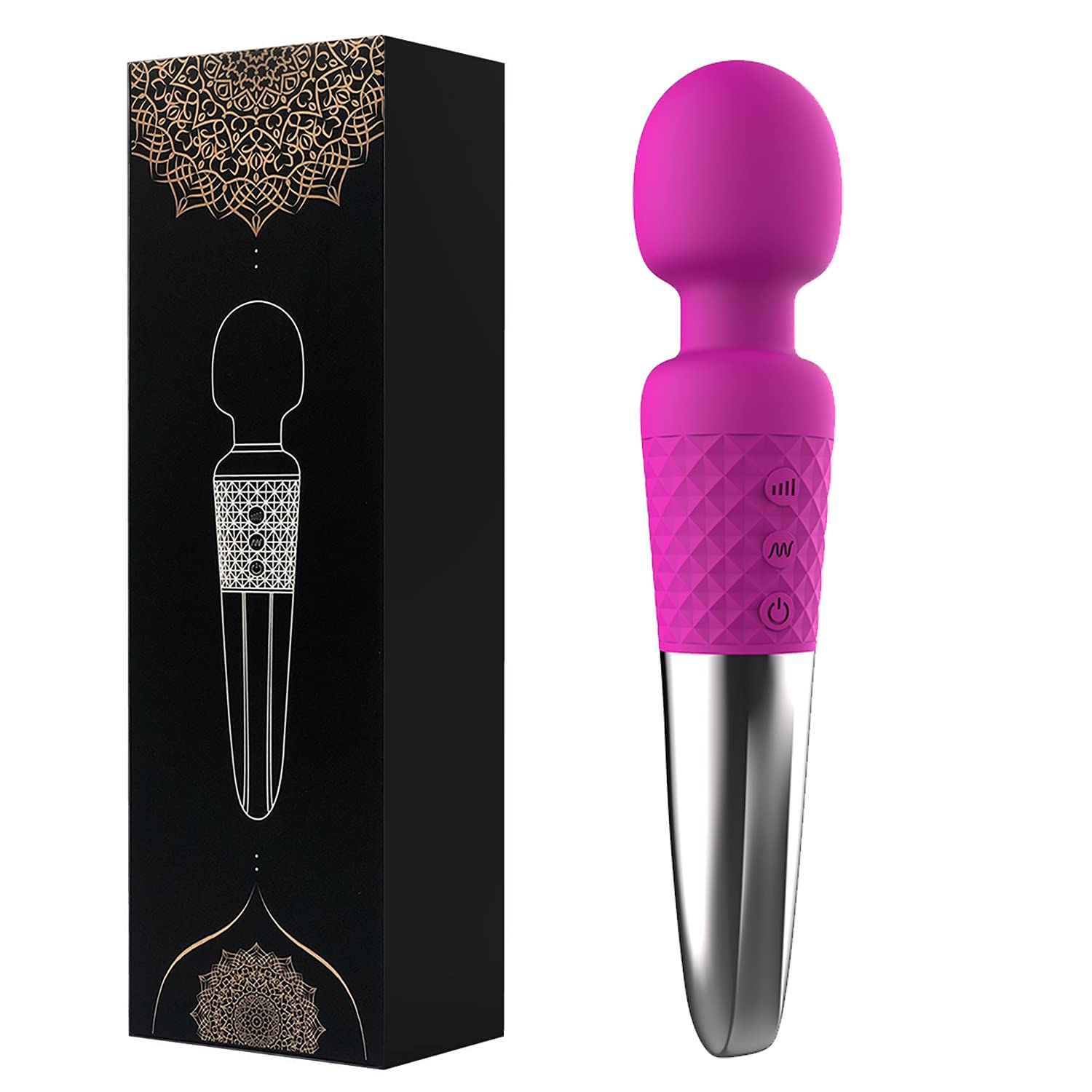 Wireless Wand Massager Waterproof, Handheld Personal Massager and 20 Vibration Patterns & 8 Powerful Speeds for Back Neck-Relief,Travel Bag