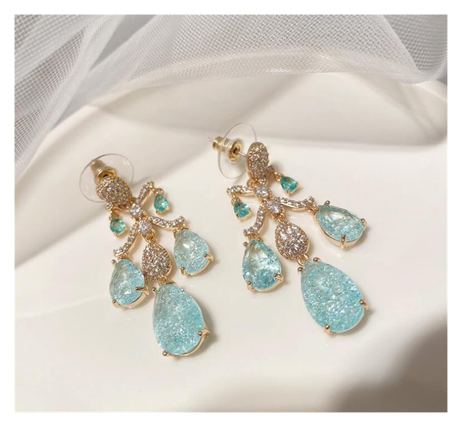 Orecchini di zirconi a Forma di Goccia di Corte di Gioielli di Moda per Ciondolo da Donna Accessori per Orecchie da Donna retrò Eleganti per Regalo per Ragazza Orecchini di Fascia Alta