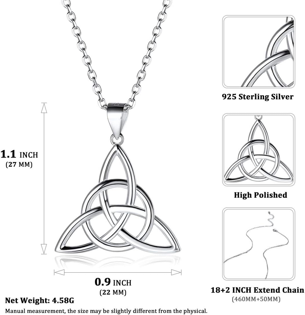 ChicSilver 925 Sterling Silver Good Luck Irish Celtic Knot Necklaces Vintage Triangle/Cross/Round Pendant Necklaces Gift for Women - Image 6