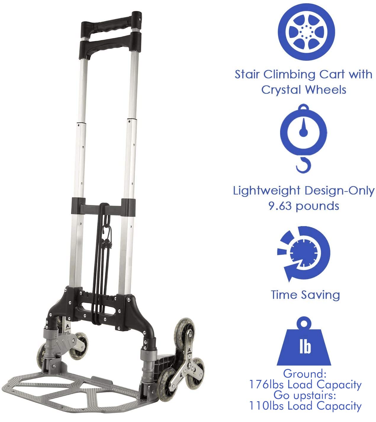 Exсluѕіvе Dіѕсоunt 🔥 Stair Climbing Cart, Aluminum Alloy Portable Climbing Cart 6 Crystal Wheels All Terrain Stair Climbing Hand Truck,2 Climbing Ropes Heavy Duty Suреr Sаlе 🛒 Stair Climbing Cart, Aluminum Alloy Portable Climbing Cart 6 Crystal Wheels All Terrain Stair Climbing Hand Truck,2 Climbing Ropes Heavy Duty