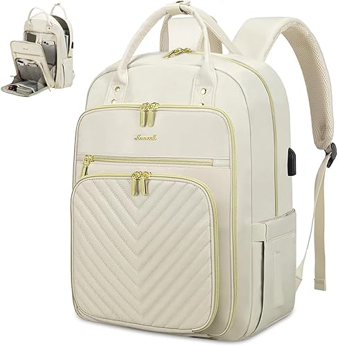 Miniatura 22 de LOVEVOOK Mochila para laptop para mujer, mochila de trabajo de moda con puerto USB, mochilas impermeables para el trabajo., Verde, 15,6 pulg., Moda