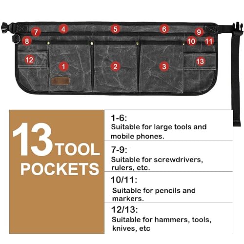 Tool Belt Pouches For Men Utility Belt Electrician Tool Bag Canvas Gardening Waist Tool Pouch With 13 Pockets For Men Women Carpenters Electricians Mechanics, Adjustable #TOP2