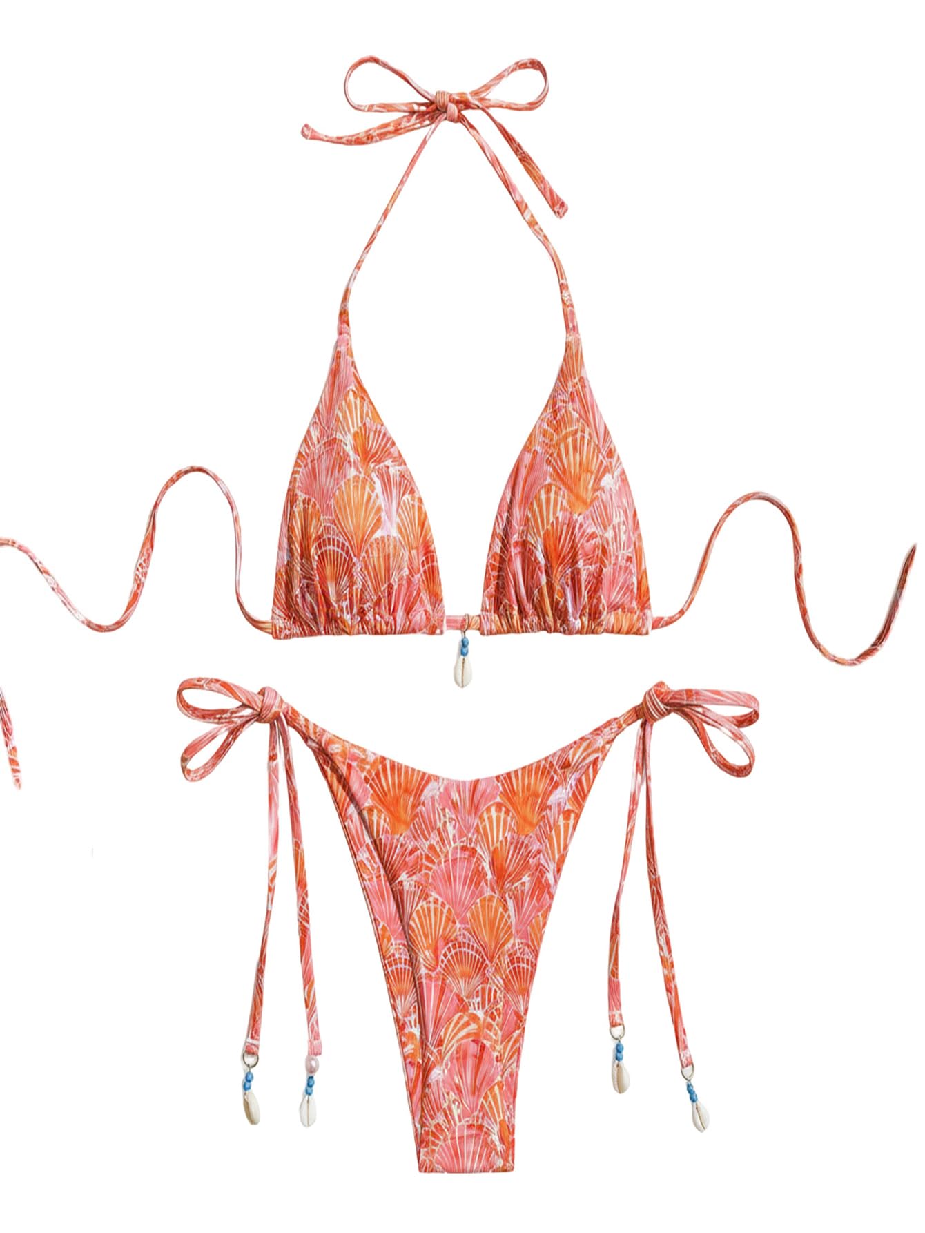 GORGLITTER Triangel Bikini Damen Set Brazilian Neckholder Bikini Blumen