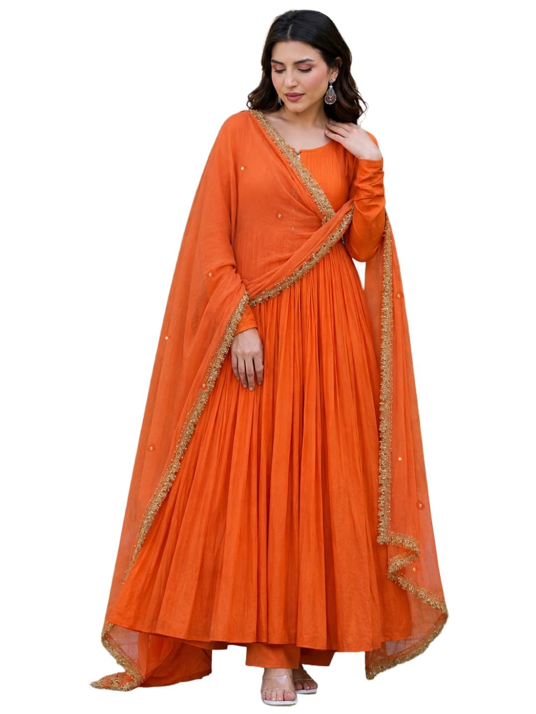 anni designer Women's Rayon Blend Solid Anarkali Rayon Blend Kurta with Pant and Dupatta | Kurta Set for Women Suit Set for Women | Indian Ethnic Wear Women's Ethnic Clothing Designer-picture-35