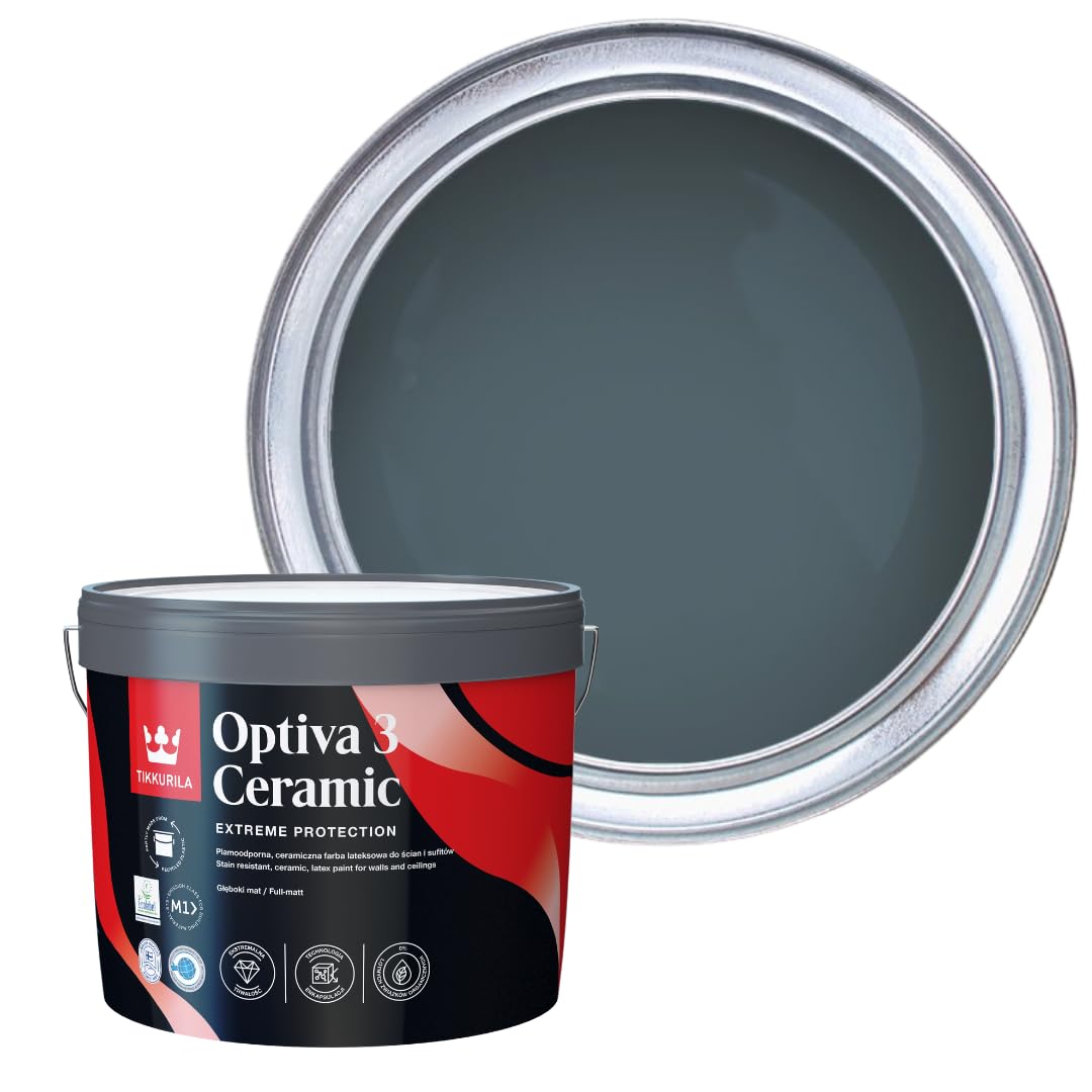 TIKKURILA Optiva 3 - Durable Super Flat Matt Paint For Walls & Ceilings - Zero VOC, Scrubbable, Easy To Clean (Surf S500, 10 Liters)