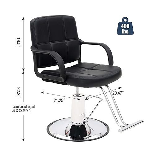 Miniatura 2 de Tatub Sillas de peluquería de 360 para peluquería, silla giratoria de alta resistencia con bomba hidráulica con altura ajustable, equipo de salón