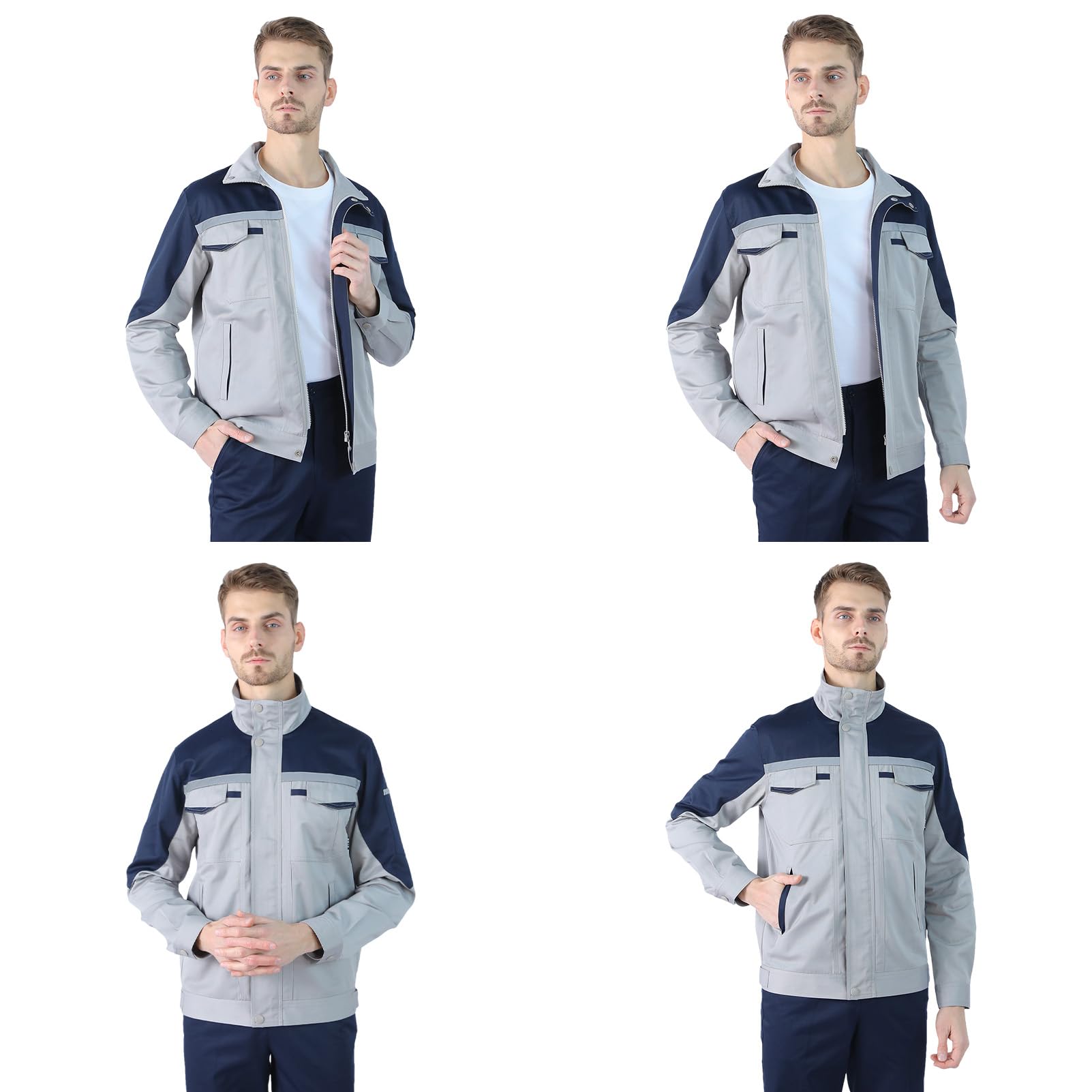 2 pezzi abbigliamento da lavoro da uomo giacca a maniche lunghe e pantaloni abbigliamento da lavoro set per riparatori, costruttori, corrieri