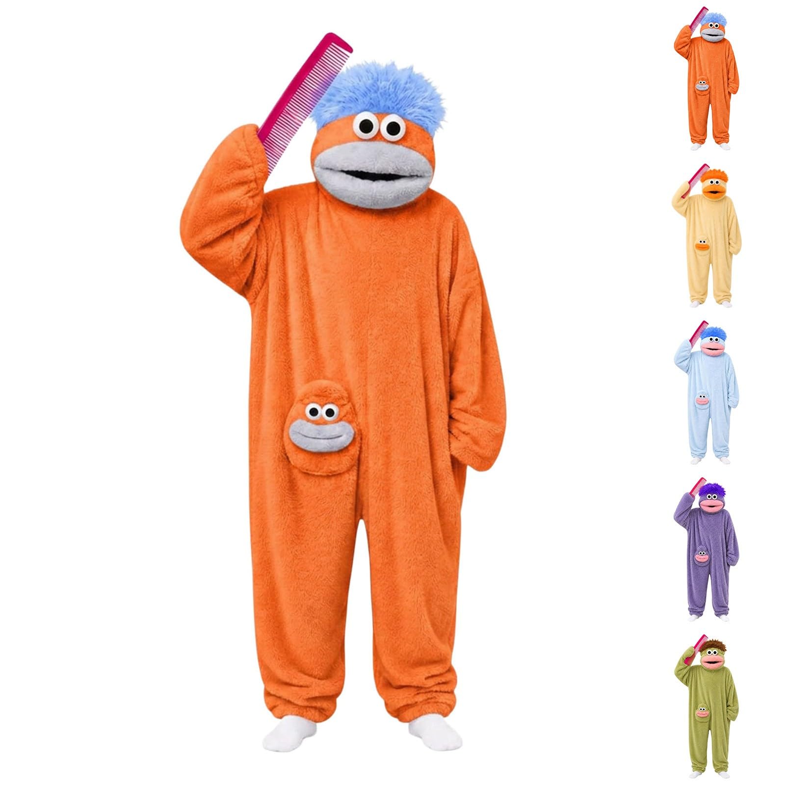 Silly Onesie Kinder Kuschelanzug Monstter-Hoodie mit Kamm aus Fleece, Kuscheliger Ultraweicher Plüsch Overall Gemütliche Ganzkörper Kostüm Tierkostüm Locker Warme Weiche mit Kapuze und Taschen