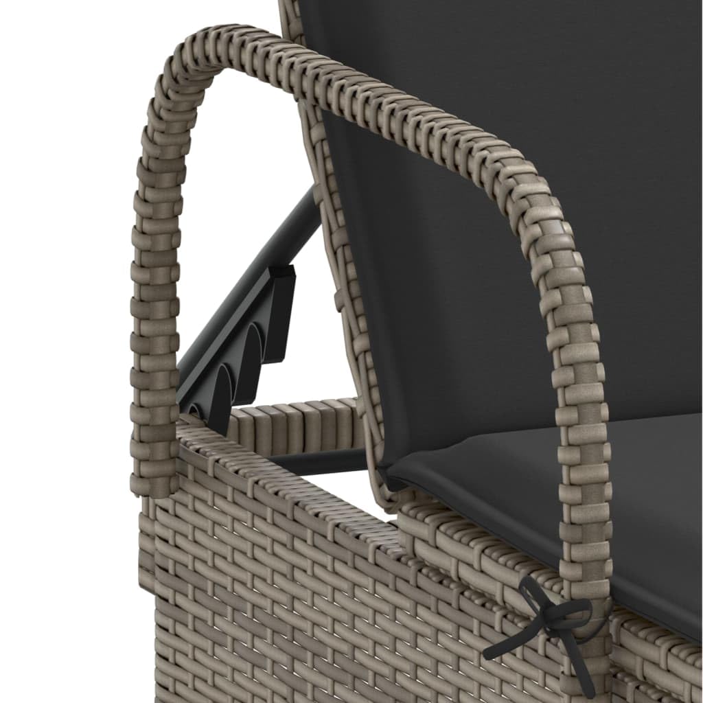 Lettino prendisole con ruote e cuscinetto, sdraio regolabile con ruote in polyrattan con cuscino e schienale regolabile