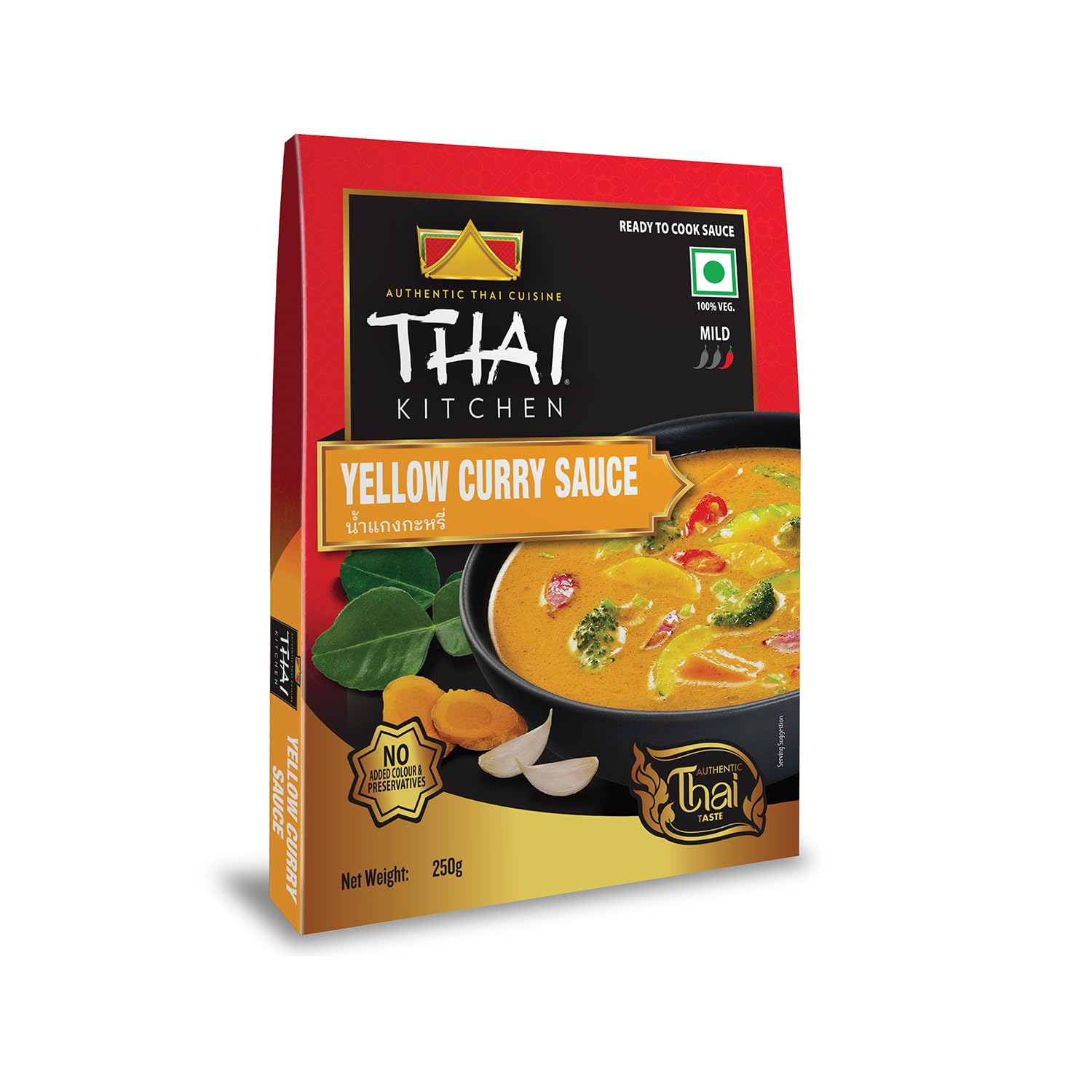 Thai Kitchen Yellow Curry Paste (250g) | Authentic Thai Cuisine | Mild Spicy | Ready To Cook | No Added Colour & Preservatives | 100% Vegetarian