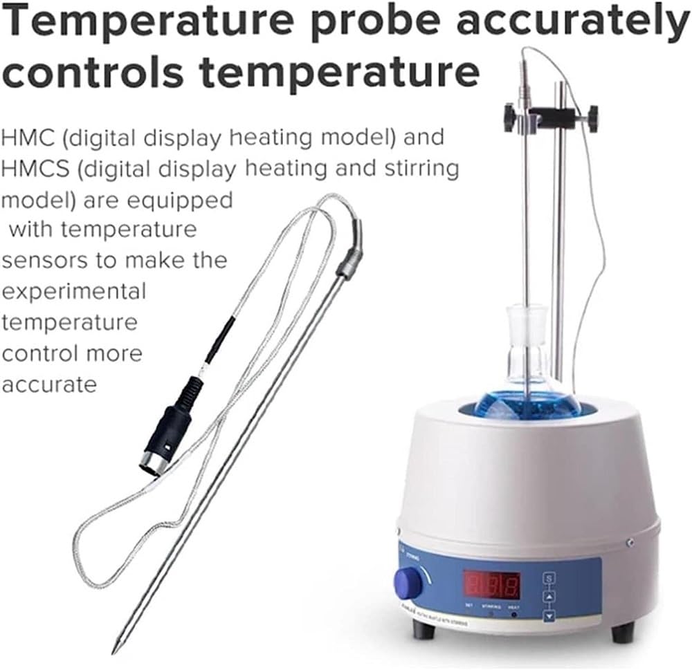 Manto Calefactor eléctrico de Laboratorio con agitador magnético, Control de Temperatura Digital Inteligente, Manto Calefactor con agitación eléctrica, Manto eléctrico Ajustable con calefacc
