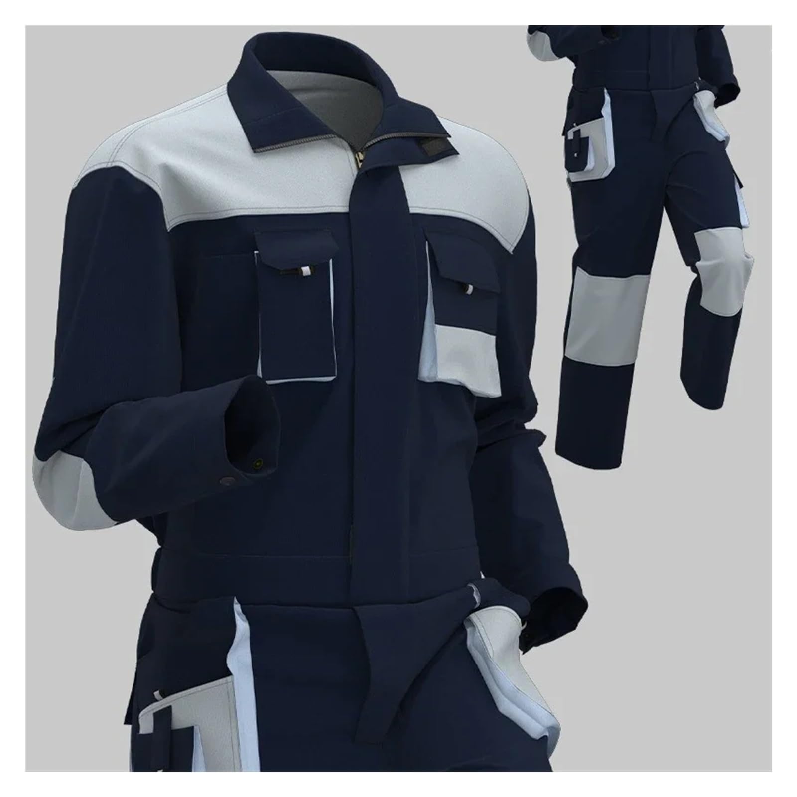 Tuta Da Lavoro Uomo Tute da lavoro Uomo Abbigliamento Edilizia Multi tasche funzionale Divise officina Tuta(Dark blue,190)