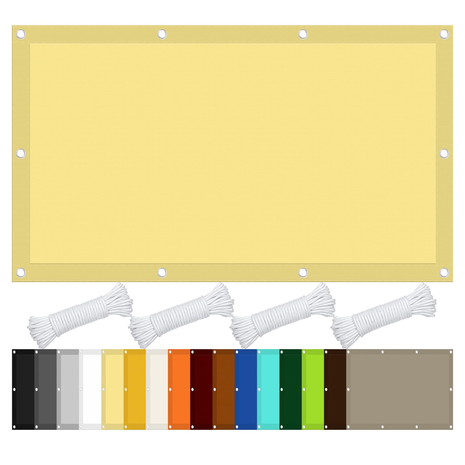 Markizy Na Tarasy 290 x 380 cm 98% Blokada UV Siatka Odporna Na Promieniowanie UV Blokada Uv, Odporna Warunki, Trwała, Z Liną Dla Patio Zewnątrz Ogród, Piaskowy żółty