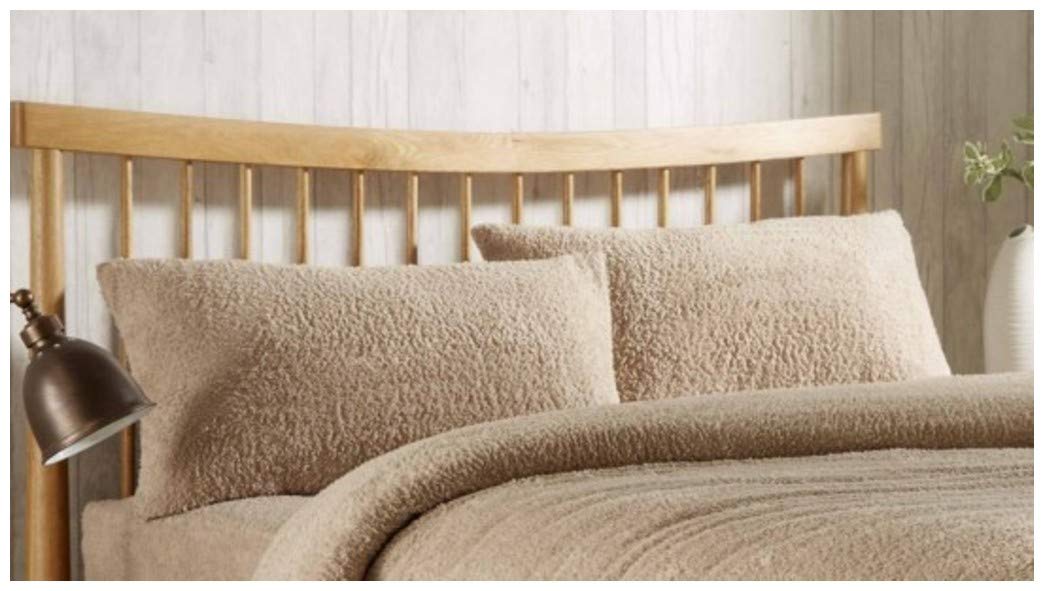 Goldstar® Teddy Fleece Extra Warm Plush And Cosy Pair Pillow Case Natural