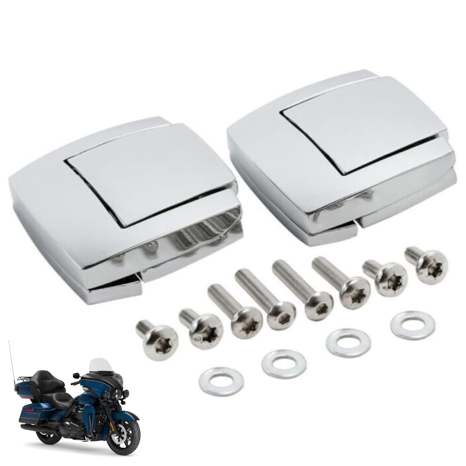 Compatibile con Harley-Davidson Road Chrome Razor Chopped Trunk Latches dal 1997 al 2013, lucchetto posteriore per bagagliaio, facile installazione in 5 minuti, cromato