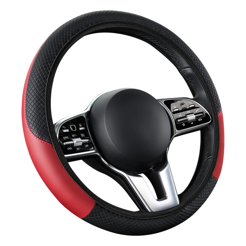 Photo 1 of 3 PACK Steering Wheel Cover PU Leather Car Wheel Cover Protector Durable and Soft Universal 15 inch Black&Red
