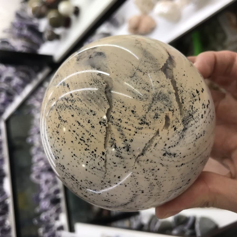 Medytacja dom Naturalna kryształowa kula kwarcowa kula oceaniczna, kamień dom zdobione kamienie kula (rozmiar: 350-450 g)