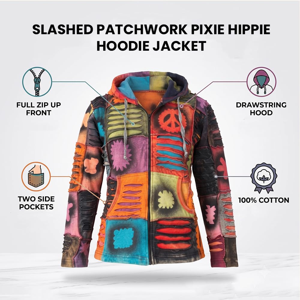 Shopoholic Mode Femme Pixie Hippie Emo Gothique Capuche Hippie Pull Boho Cardigan