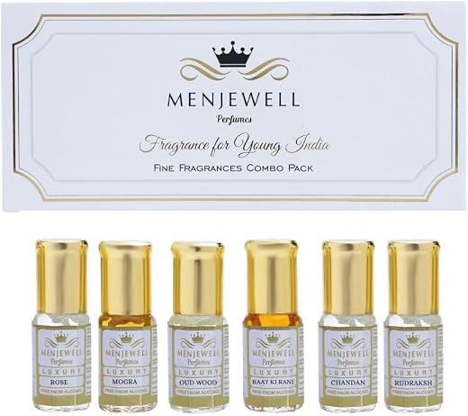 Menjewell Attar Gift Pack Of 6| Attar Combo| Floral, Sandalwood Attar| Attar For Men And Women| Gift For Him| Gift For He...