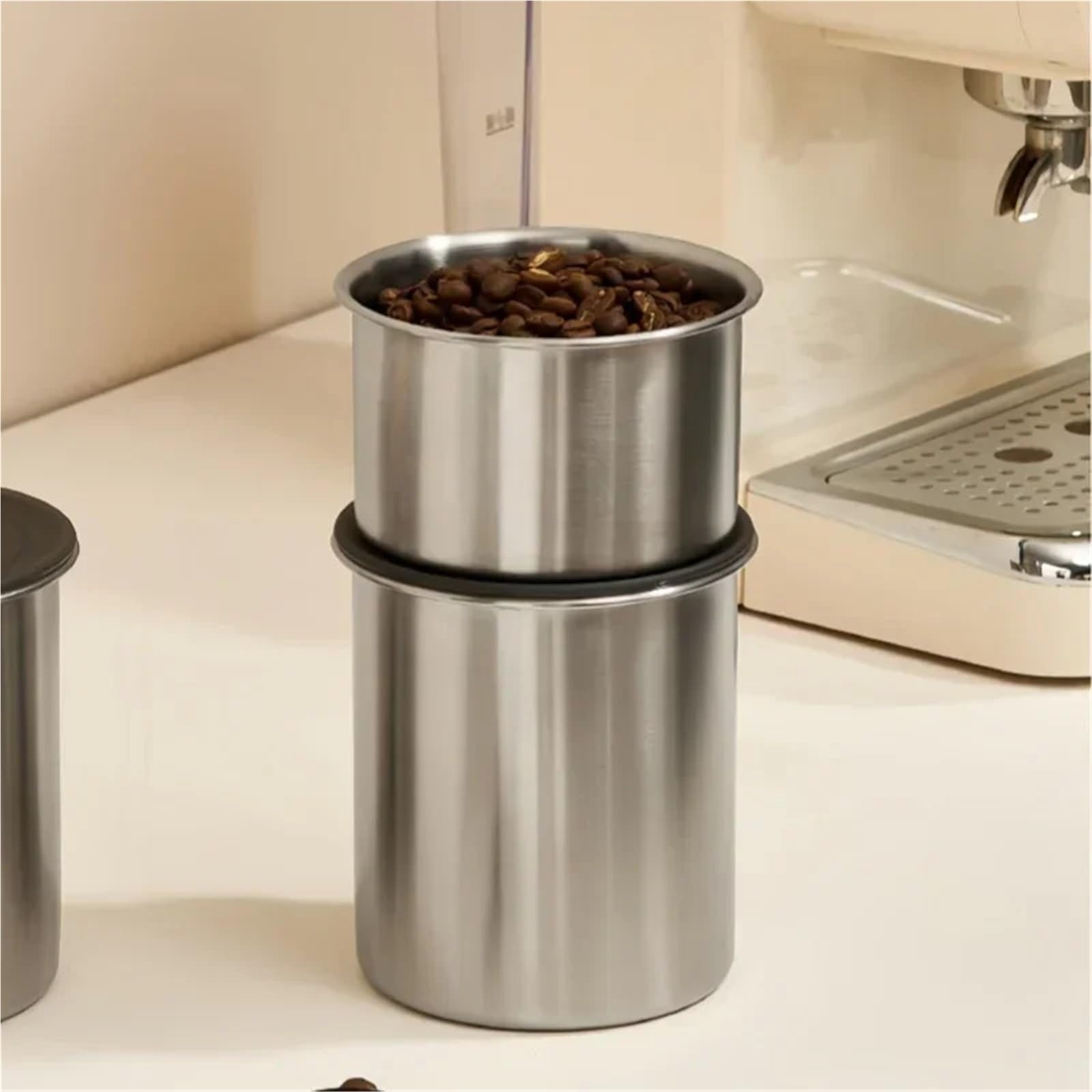 Barattoli Per Frutta Secca Barattoli for la conservazione degli alimenti in acciaio inossidabile da 2 pezzi con coperchio Contenitori for la conservazione degli alimenti for pasta di chicchi di caffè