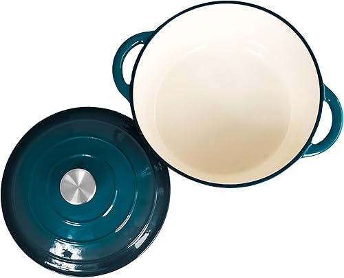 Miniatura 3 de Lexi Home Horno holandés de hierro fundido esmaltado de 2.8 cuartos de galón - Azul