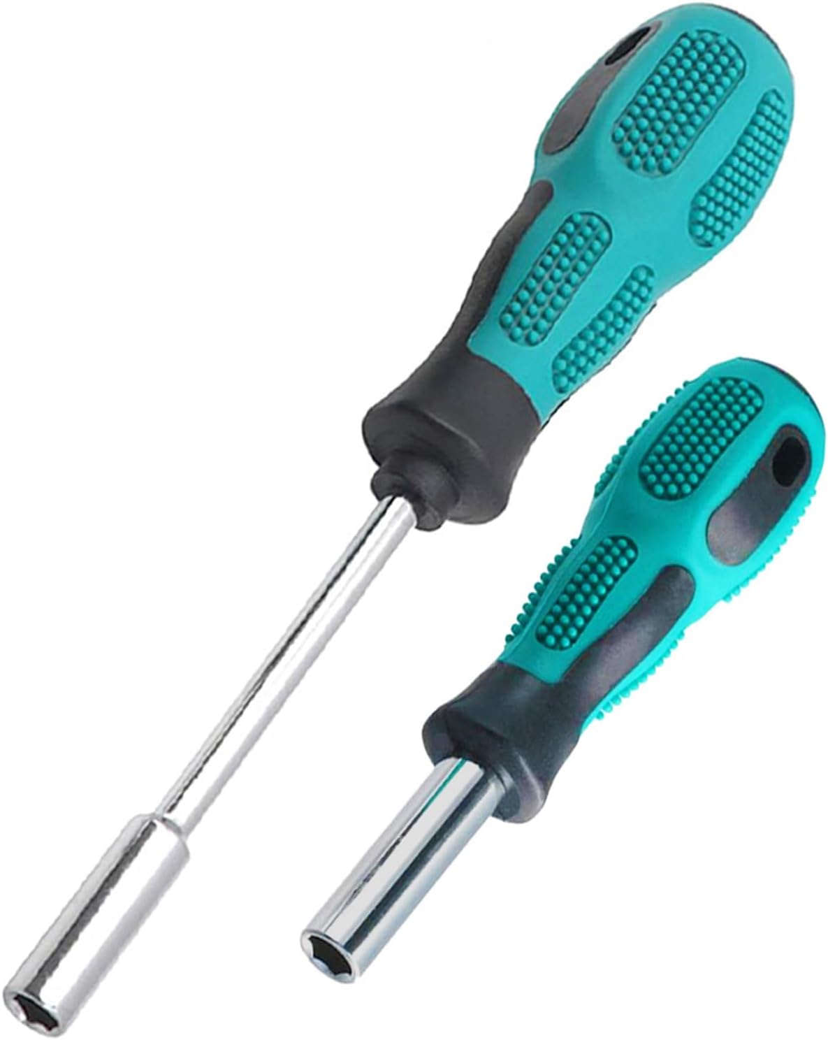 Bit Driver Handle,2 Pieces 1/4 inch Bit Driver Magnetic Screwdriver Bit Holder,6.35mm Hex Bit Holder Extension,190mm and 110mm Long with Non-slip Handle Nut Driver, Green
