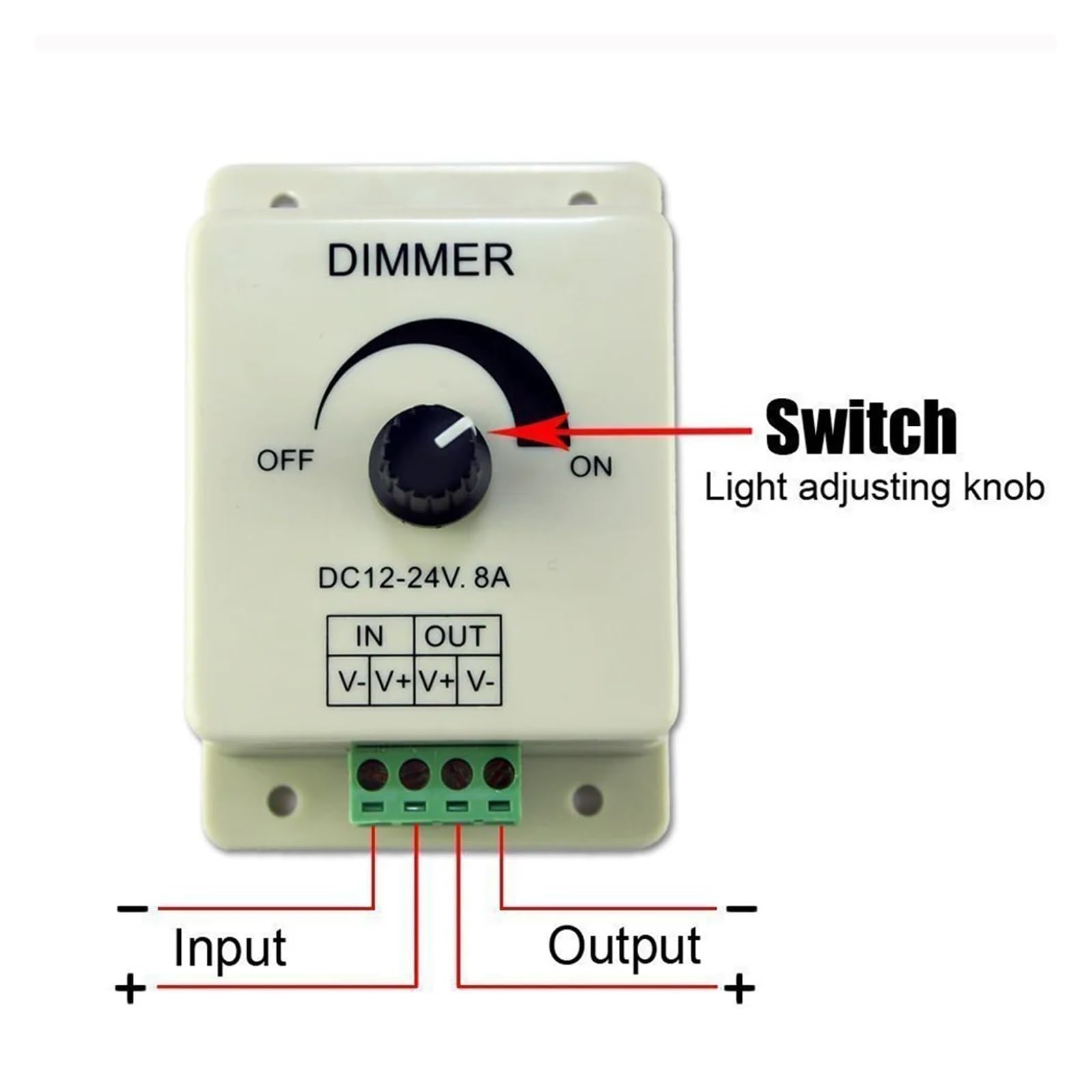 10 LED-Dimmer 12 V 8 A 96 W Einstellbarer Helligkeitsregler