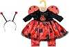 Puppenkleidung, Puppenkostüm, Outfit, 43 cm, Marienkäfer Kostüm für Puppen bestehend aus Kleid mit Flügeln, Hose, Haarreif und Kleiderbügel, 871492, Zapf Creation, Multicoloured