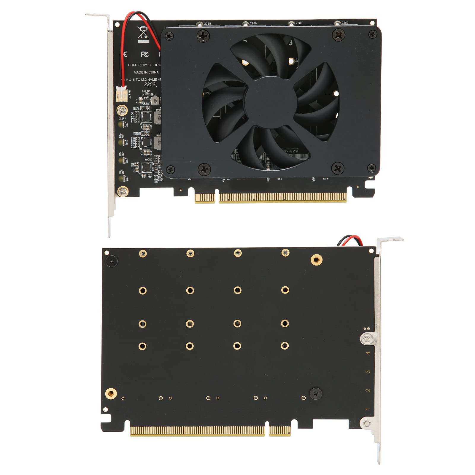M.2 PCIe 4.0 X16 do 4 Portów Adapter NVMe SSD z Wentylatorem