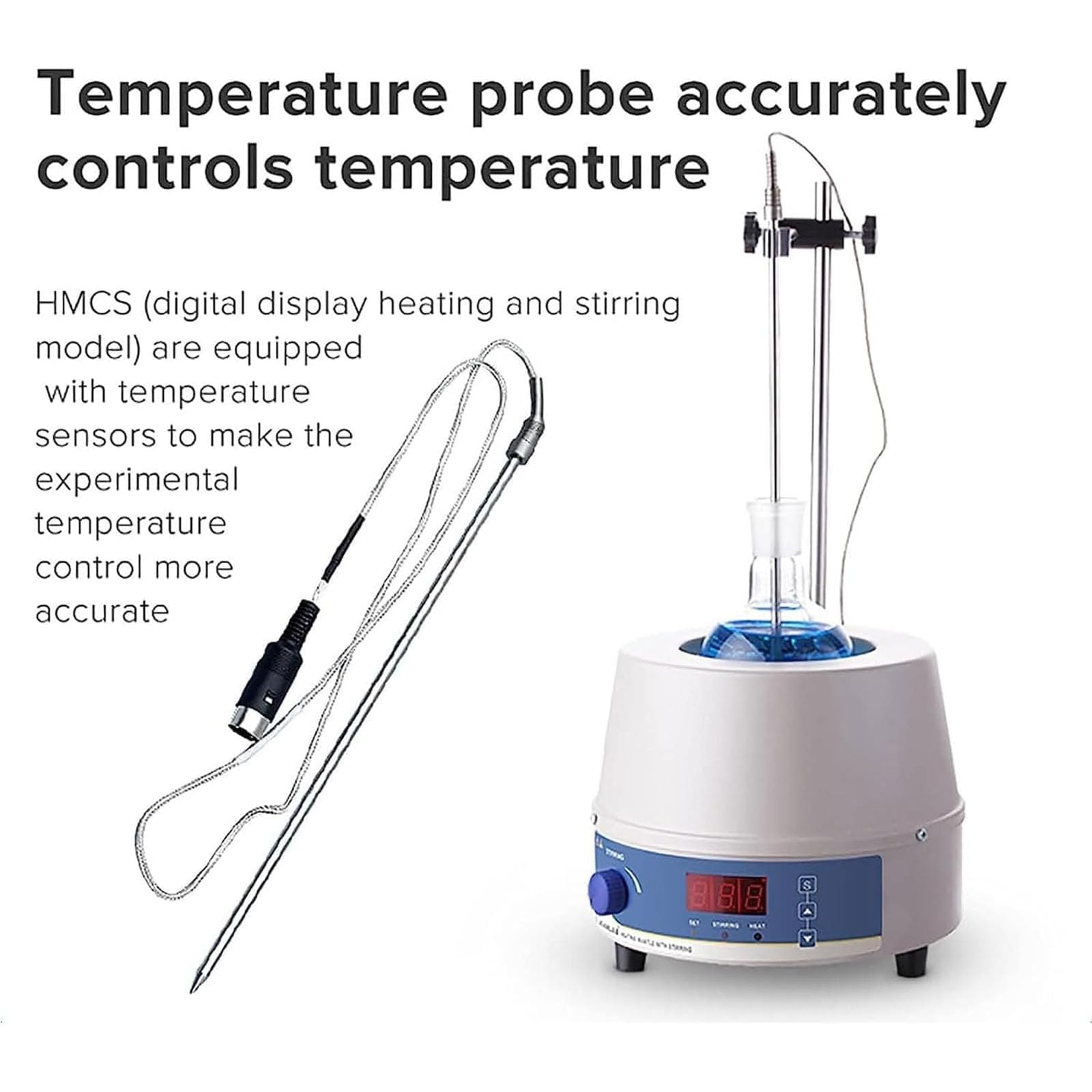 Manto eléctrico de calefacción de laboratorio de 1000 ml, agitador magnético con pantalla digital, velocidad ajustable de 100-2400 W, 100-2400 R/min, temperatura máxima de 300 °C, para uso en