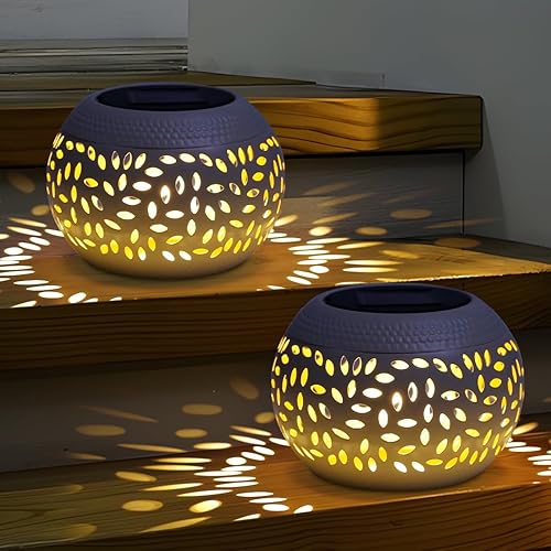 Miniatura 7 de Farol solar de mesa impermeable para exteriores, paquete de 2 luces solares de llama parpadeante bailarina, lámpara decorativa de escritorio de