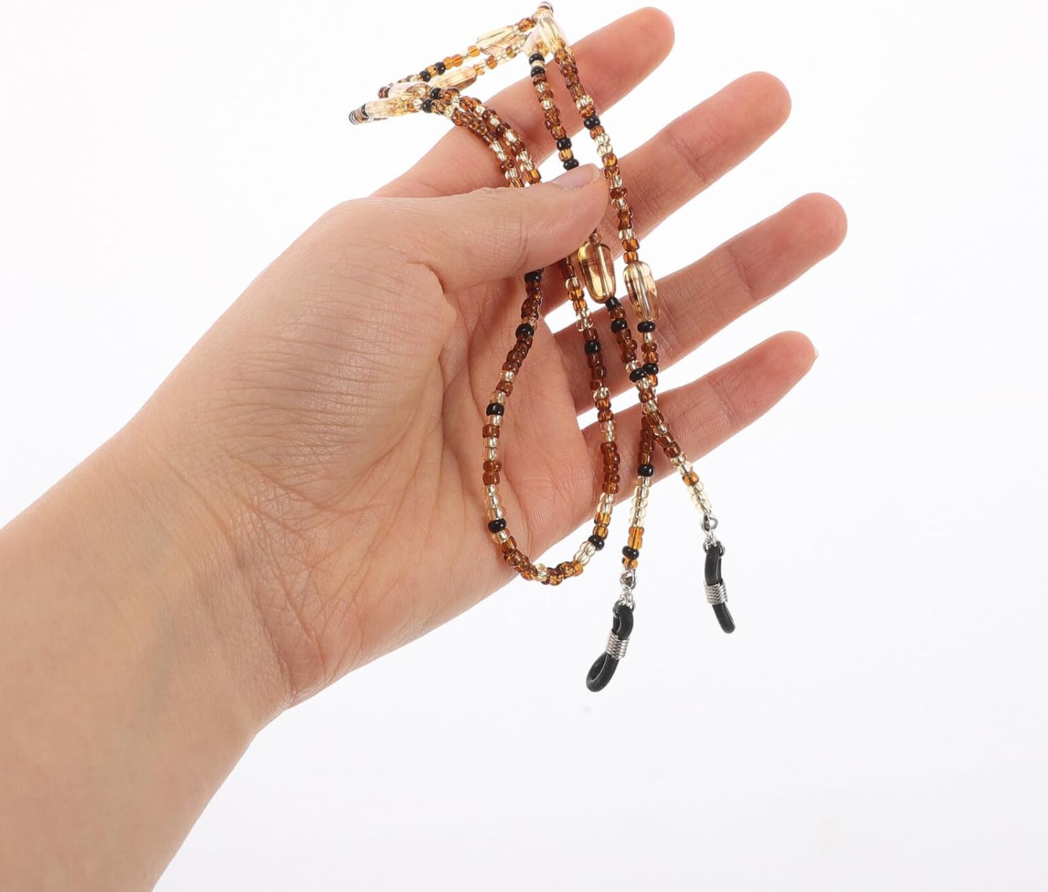 OUNONA Beaded Eyeglass Chain Cord Amber Color Glasses Hanging Rope Vintage Style Eyewear Lanyard for Men and Women Sunglasses Holder Anti-slip Accessory