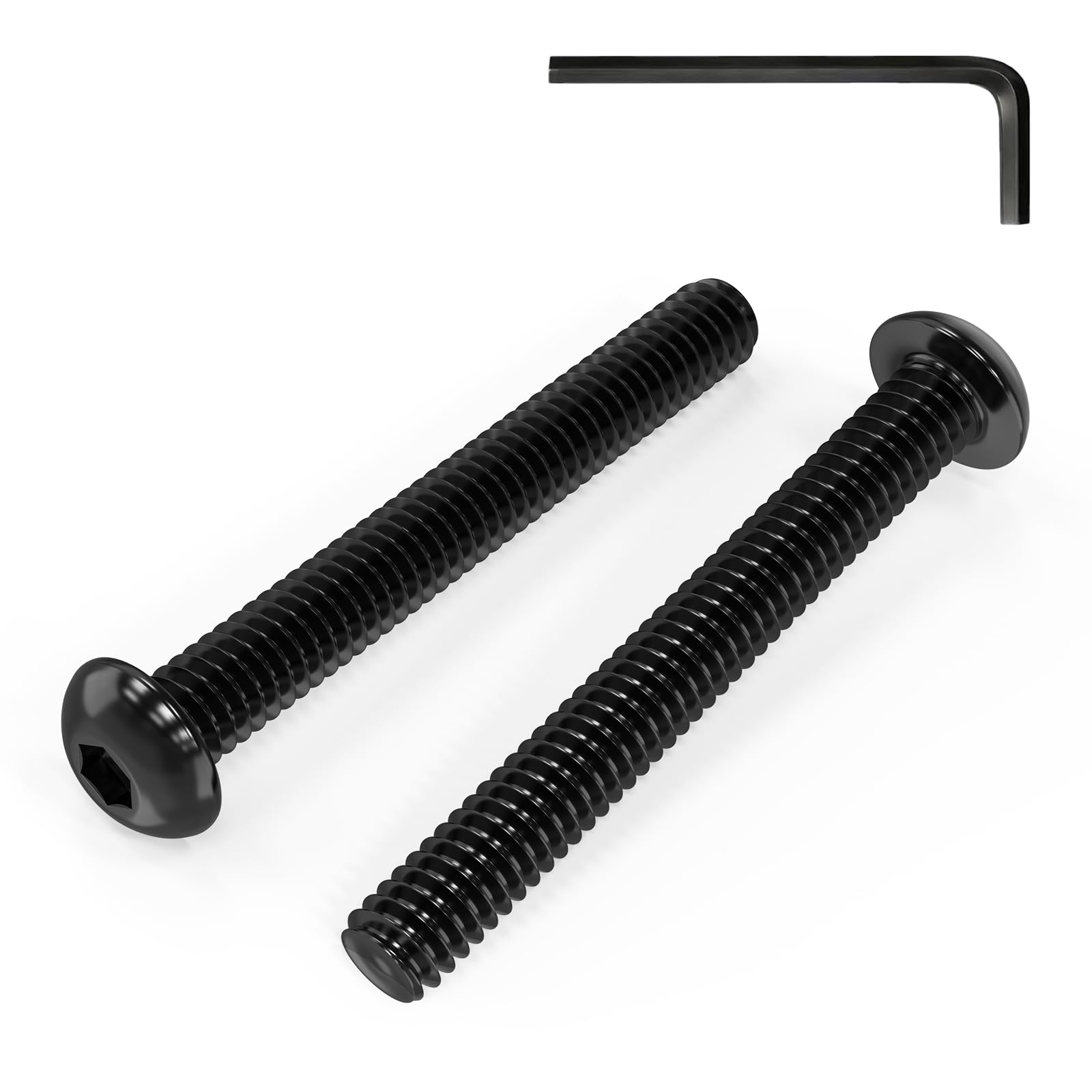 Zynthor 50Pcs M5 Bolts, M5 x 40mm Button Head Socket Cap Bolts Screws, Allen Hex Drive, Carbon Steel, Black Oxide, with Hex Spanner