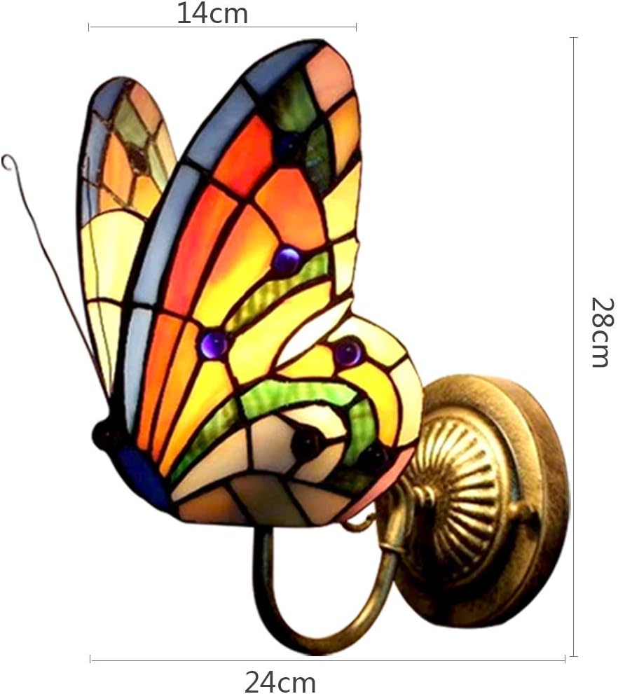 80% оƒƒ Dіѕсоunt Tiffany Wall Lamp Butterfly Color Glass Mirror Front Lights Bedroom Beside Lamp LED Sconce Wall Light Fixture (Gold)