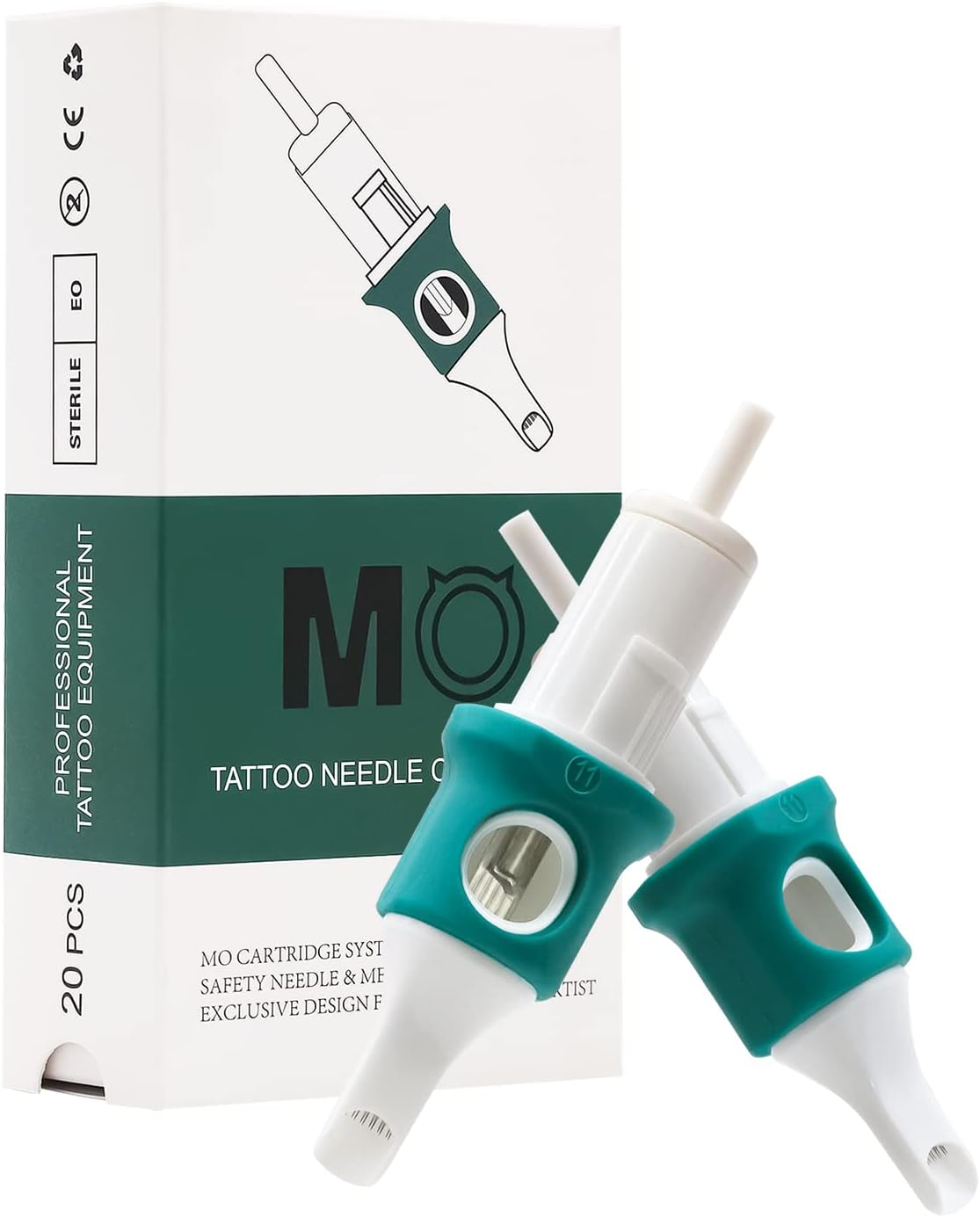 Tattoo Cartridge Needles 20Pcs Professional MO Cartridges Membrane Tattoo Cartridges with Finger Ledge Bugpin Curved Magnum 13 Diameter 0.30mm (1013RM)