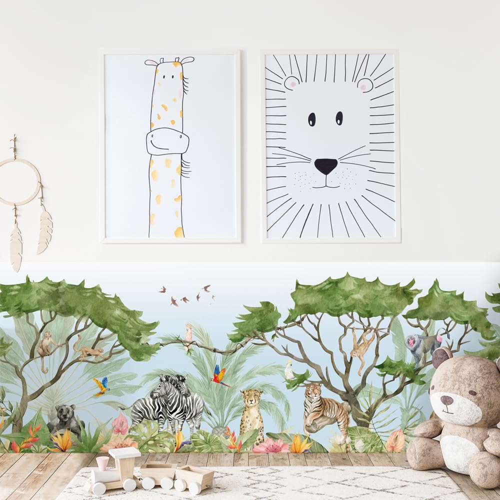 kina - SM0050 Adesivi Murali Fasce per Camerette Bambini - Grafica Savana Greche Protezione e Decorazione Pareti Rivestimento Mobili Tavoli e Armadi 30x130 cm