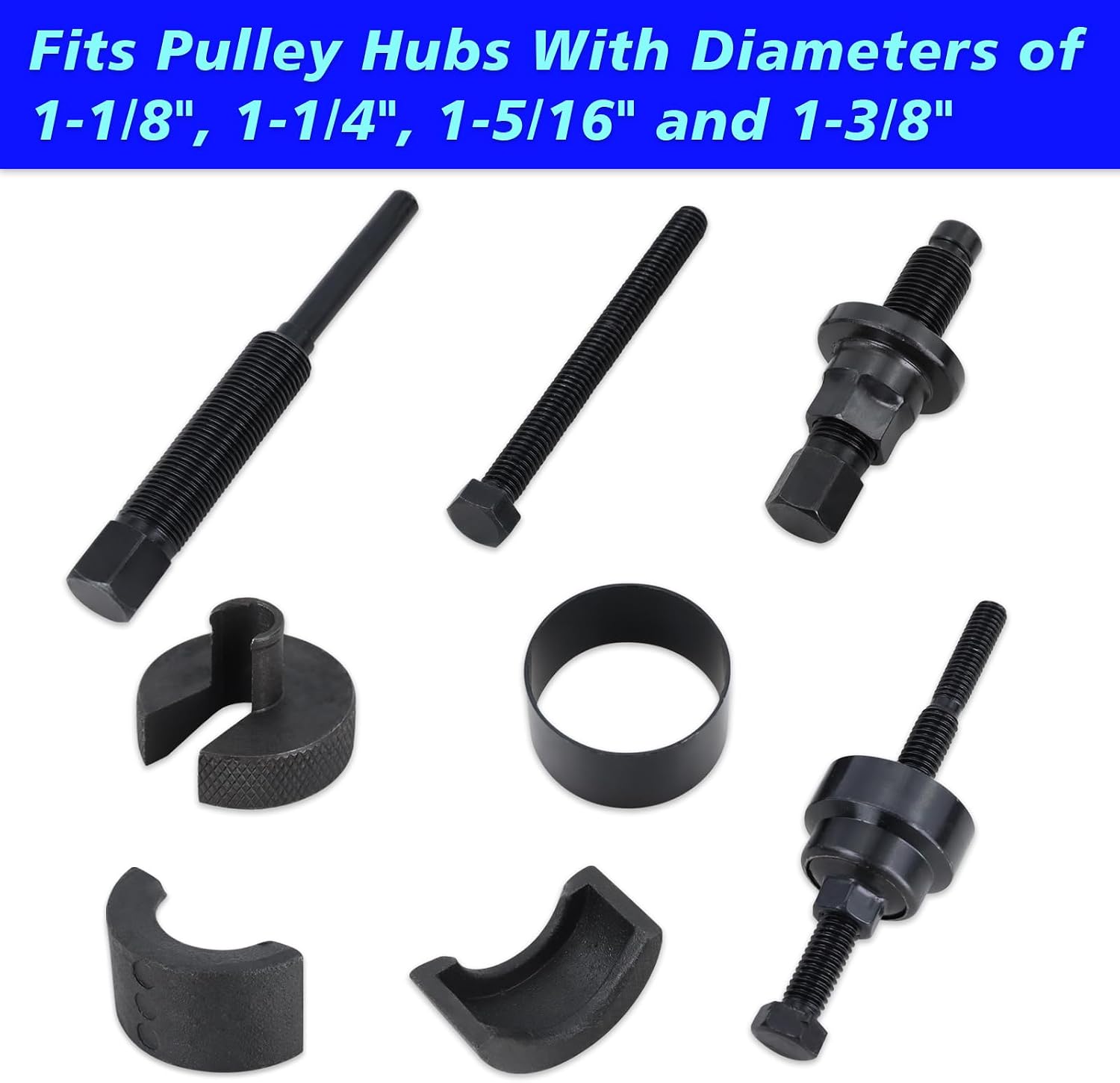 Power Steering Pump Pulley Removal Tool Power Steering Pulley Puller Installer Tool Set Compatible with Ford GM VW and Chrysler Blue
