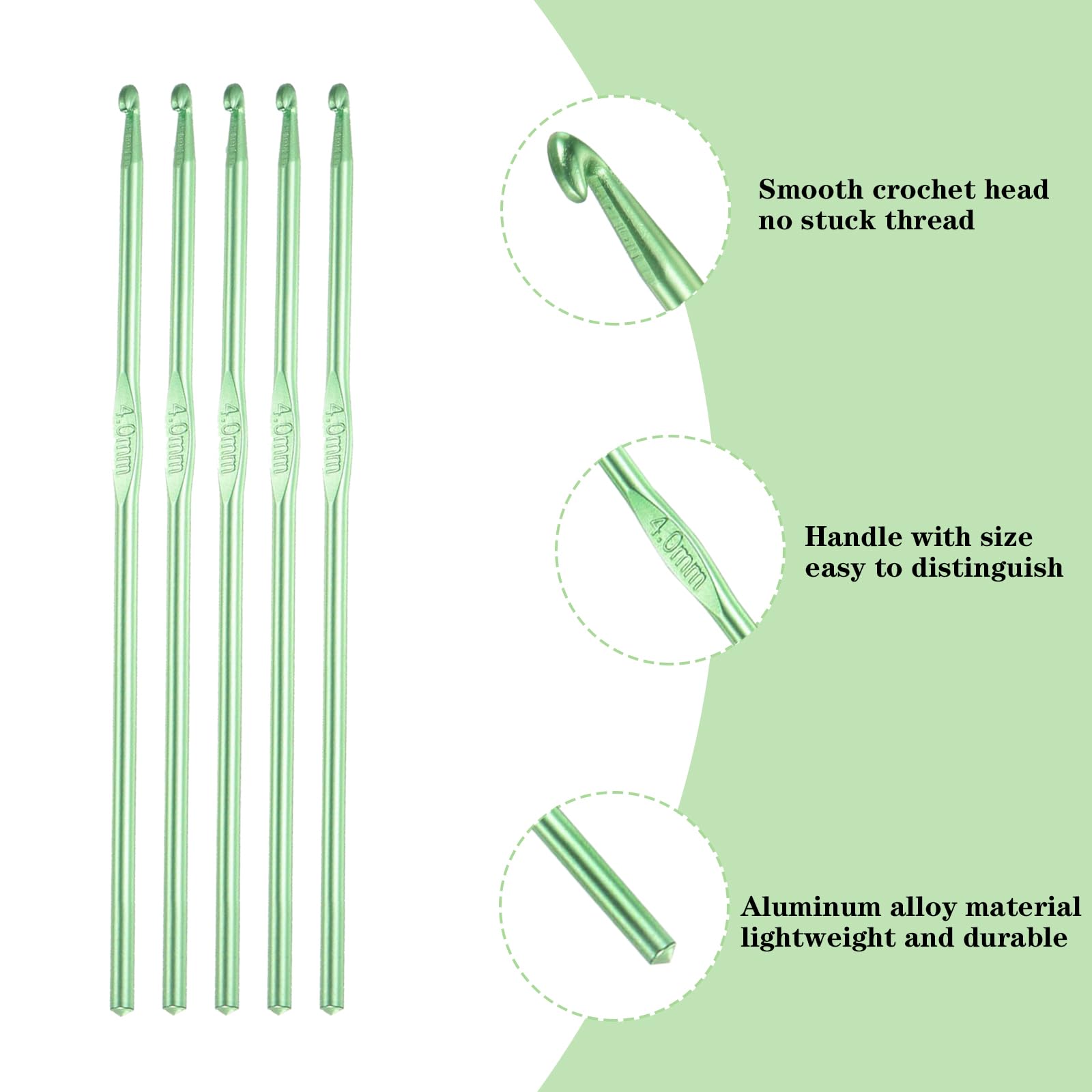 Hordolry Ganchos de ganchillo de 4 mm a granel, 18 agujas de ganchillo de aluminio, agujas de tejer para hilo de manualidades que contribuyen a principiantes