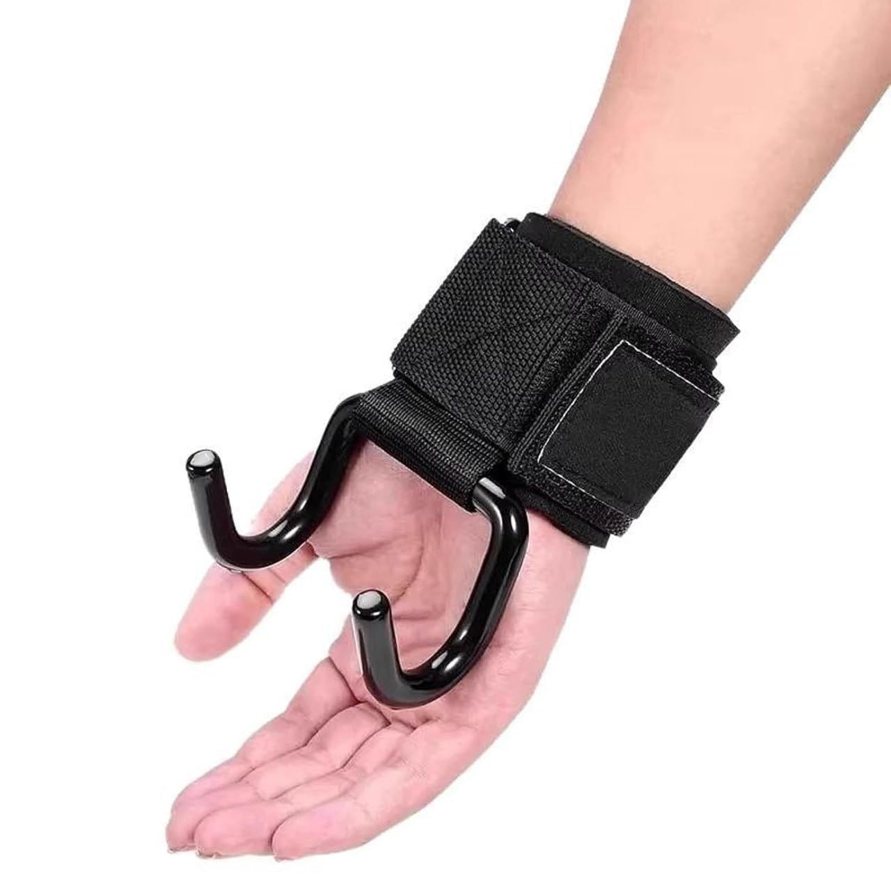 Weight Lifting Hook Grip Wrist Band, Metal Hook, Adjustable Wrist Compression Strap for Weightlifting, Pull Up, Black-image-19
