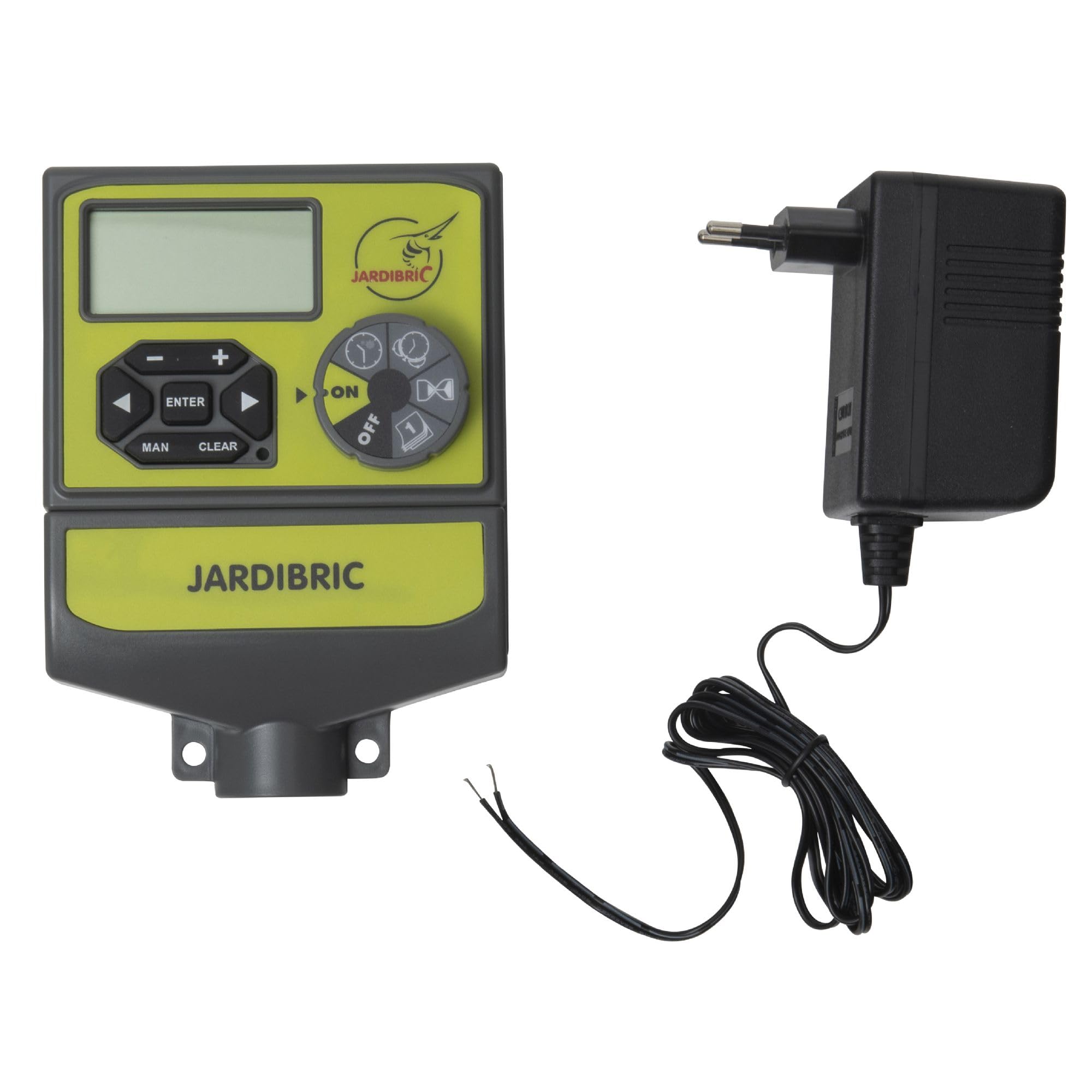 Jardibric - Programmateur Arrosage 24V 4 Voies - 2 Programmes Multi-Zones Détecteur Pluie Compatible