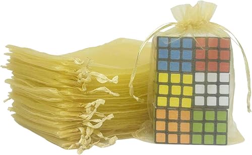 Miniatura 1 de 100 bolsas de organza de regalo de 5 x 7 pulgadas, con cordones dorados, bolsa de tela transparente para joyas, baby shower, Navidad, fiestas,