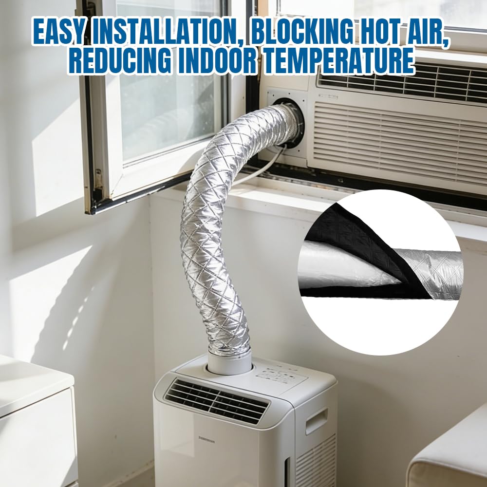 Housse Isolante pour Tuyau d’Évacuation d’Air de Climatiseur Portable – Manchon Thermique 150x53CM, Adapté aux Tuyaux de 5 et 6 Pouces, Couvercle de Protection pour Tuyau AC