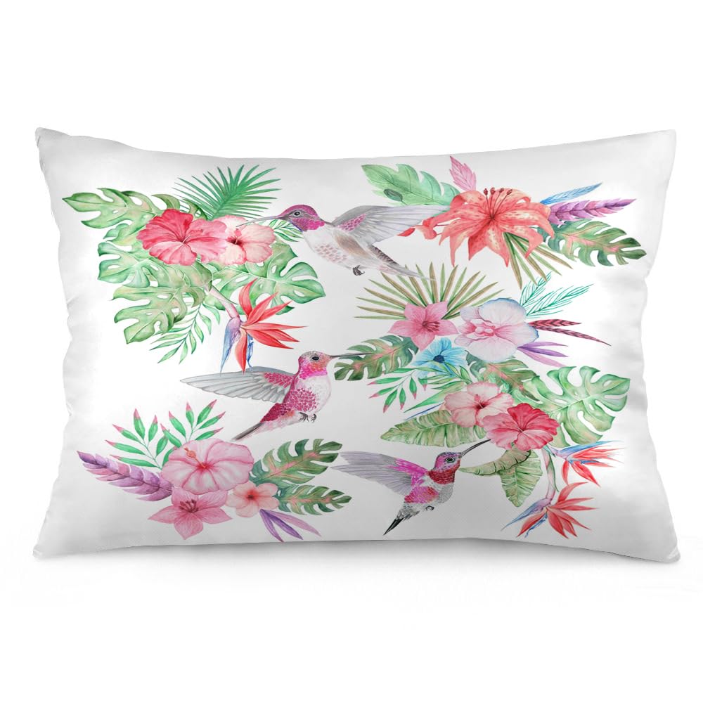 Easternproject Standard Pillowcases 20x26 Inch Spring Summer Tropical Palm Leaves Flower Birds Pillow Case Colorful Soft Sleeping Throw Pillow Covers for Bed Bedroom Women Boys Girls
