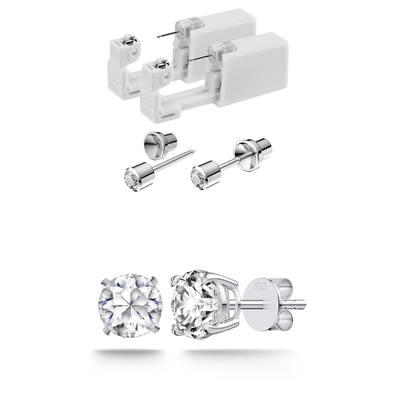 SugarTang Ear Piercing Kits and Moissanite Diamond Stud Earrings for Women