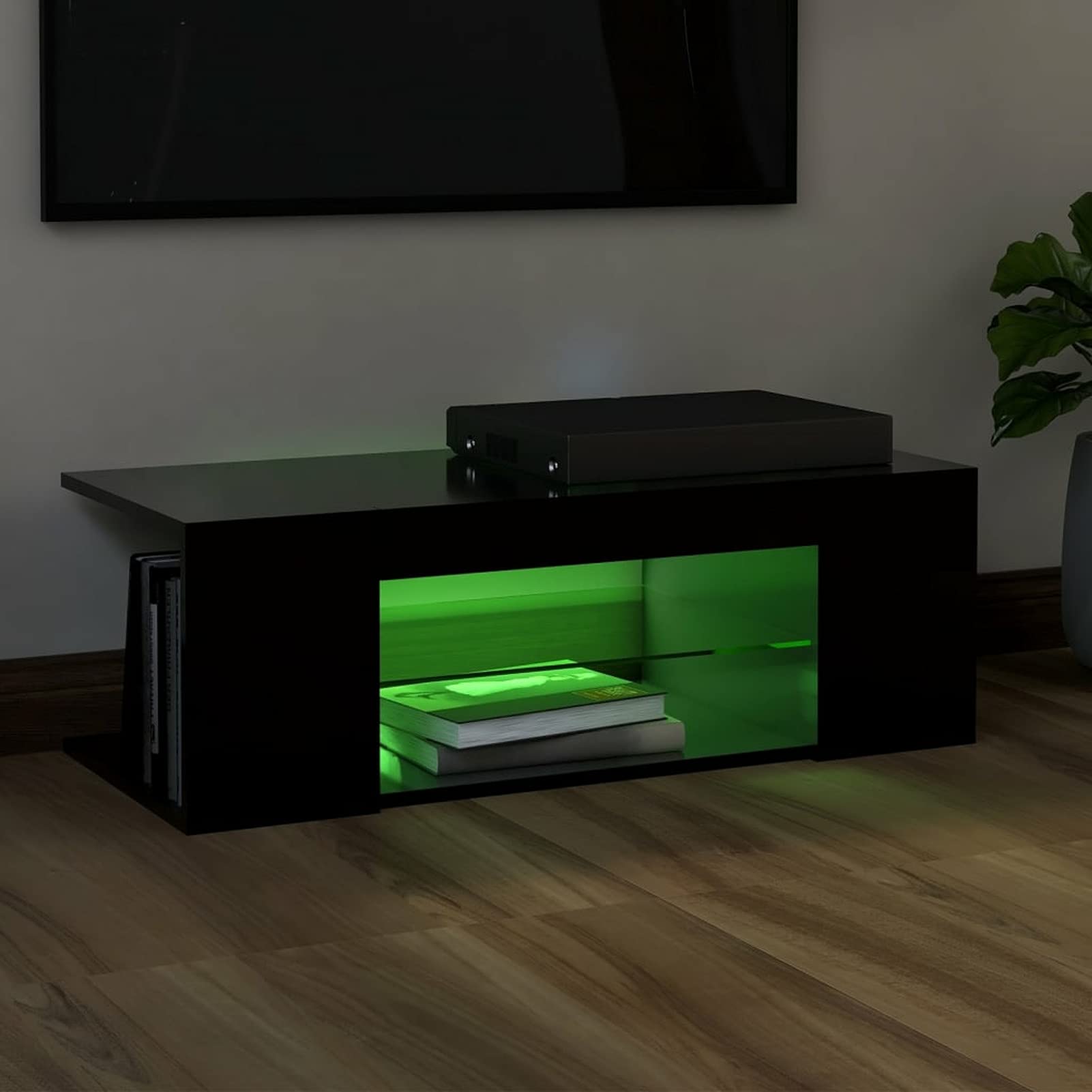 Chusui Stolik telewizyjny szafka pod telewizor kredens niska szafka centrum rozrywki meble do salonu dom wnętrze szafka pod telewizor z oświetleniem LED czarny 90x39x30 cm