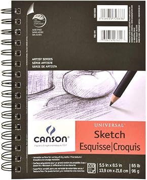 Canson 100510850 Pro-Art Artist Series Universal Sketch Pad, 5.5" x 8.5" Side Wire