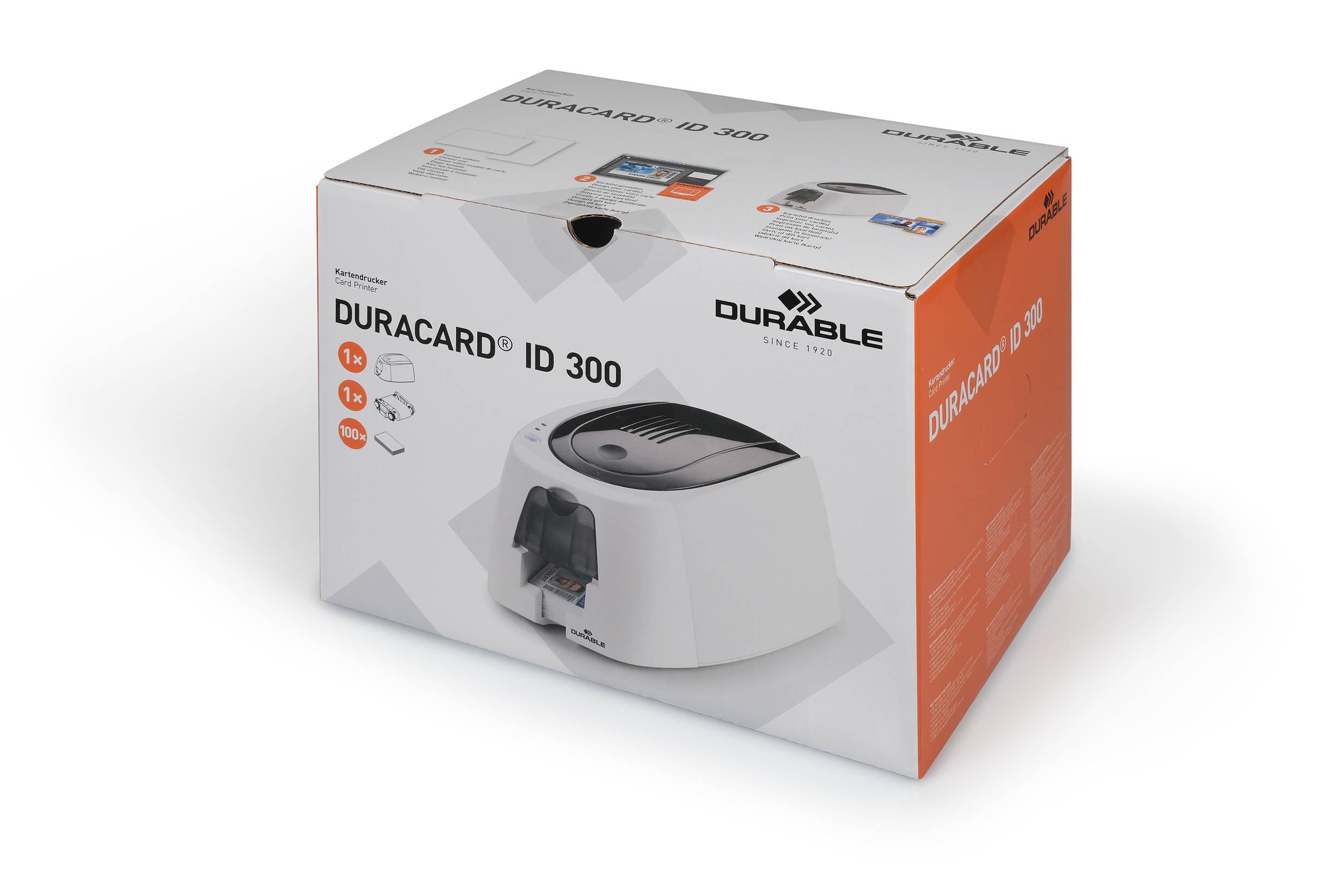 Impresora de tarjetas Duracard ID 300 EU, incluye 100 tarjetas y 1 cinta de color